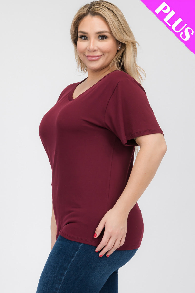 Plus Size Basic Short Sleeve T-shirt (CAPELLA) - Capella Apparel