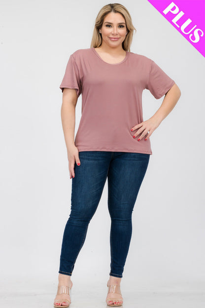 Plus Size Basic Short Sleeve T-shirt (CAPELLA) - Capella Apparel