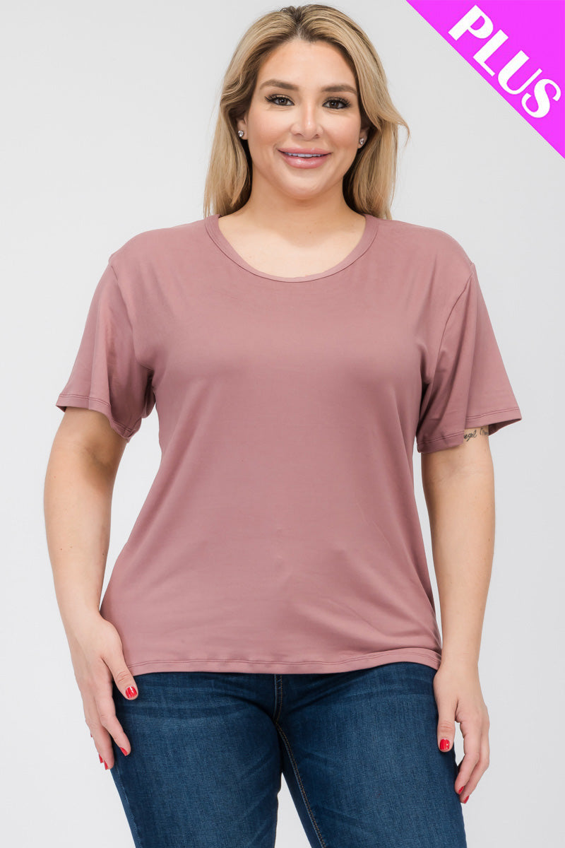 Plus Size Basic Short Sleeve T-shirt (CAPELLA) - Capella Apparel