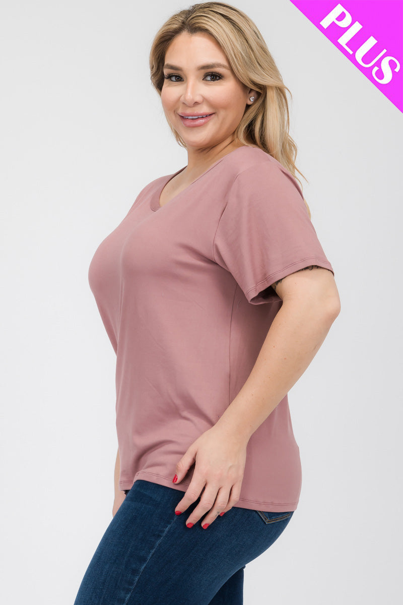 Plus Size Basic Short Sleeve T-shirt (CAPELLA) - Capella Apparel