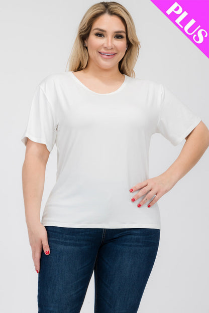 Plus Size Basic Short Sleeve T-shirt (CAPELLA) - Capella Apparel