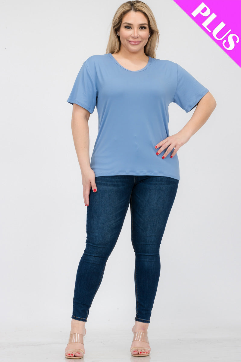 Plus Size Basic Short Sleeve T-shirt (CAPELLA) - Capella Apparel