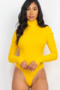 Ribbed Turtle Neck Long Sleeve Bodysuit - Capella Apparel