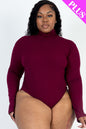 Plus Size Ribbed Turtle Neck Long Sleeve Bodysuit (CAPELLA) - Capella Apparel