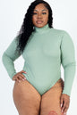 Plus Size Ribbed Turtle Neck Long Sleeve Bodysuit (CAPELLA) - Capella Apparel