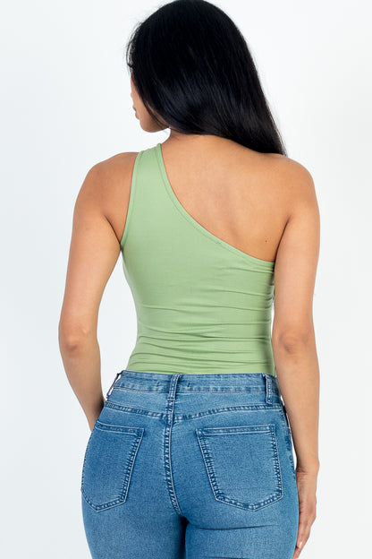 One Shoulder Solid Casual Bodysuit - Capella Apparel