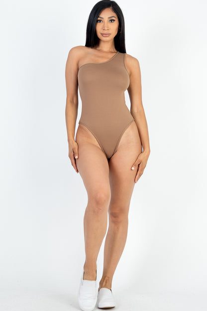 One Shoulder Solid Casual Bodysuit - Capella Apparel