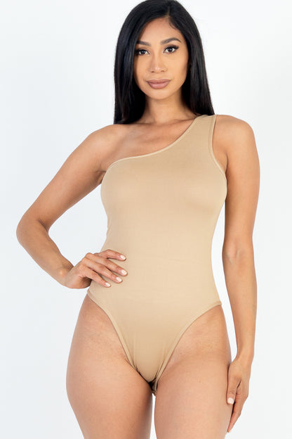 One Shoulder Solid Casual Bodysuit - Capella Apparel