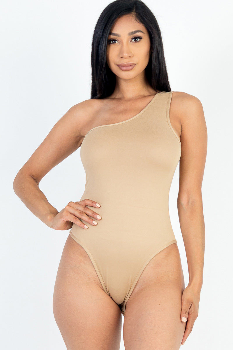 One Shoulder Solid Casual Bodysuit (CAPELLA) - Capella Apparel