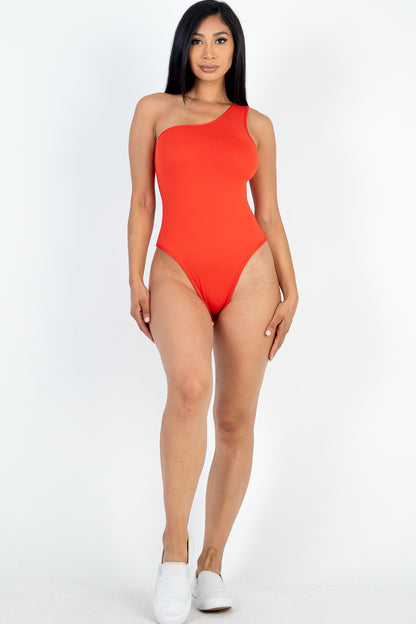 One Shoulder Solid Casual Bodysuit - Capella Apparel