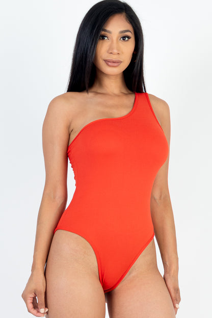 One Shoulder Solid Casual Bodysuit - Capella Apparel