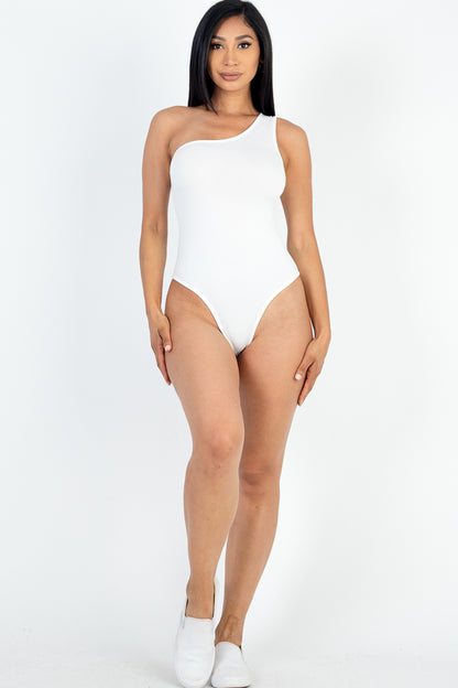 One Shoulder Solid Casual Bodysuit - Capella Apparel