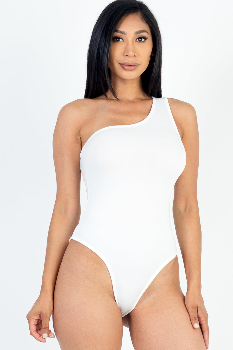 One Shoulder Solid Casual Bodysuit - Capella Apparel