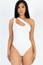 One Shoulder Cut Out Rib Knit Bodysuit (CAPELLA) - Capella Apparel