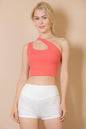 Ribbed One Shoulder Cross Strap Crop Top - Capella Apparel