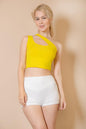Ribbed One Shoulder Cross Strap Crop Top - Capella Apparel