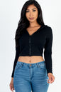 French Terry Crop Zip Up Hoodie - Capella Apparel