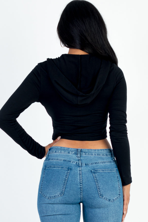 French Terry Crop Zip Up Hoodie - Capella Apparel