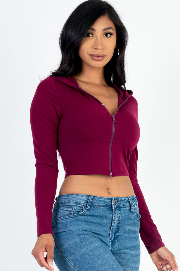 French Terry Crop Zip Up Hoodie (CAPELLA) - Capella Apparel