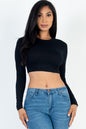 Crew Neck Long Sleeve Cropped Top - Capella Apparel