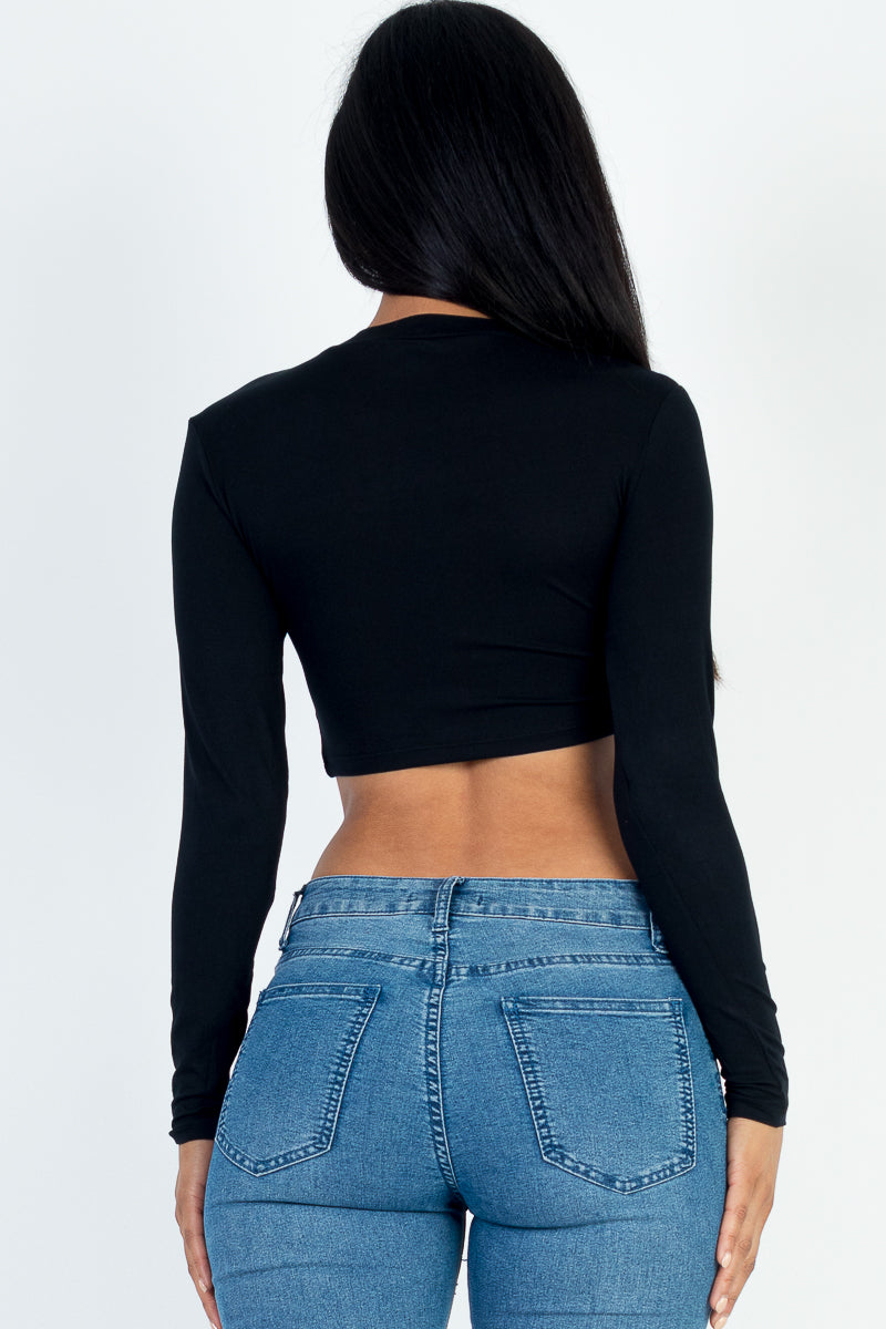 Crew Neck Long Sleeve Cropped Top (CAPELLA) - Capella Apparel