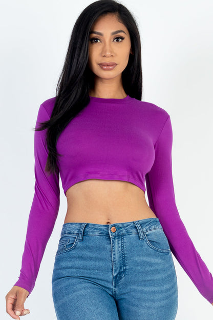 Crew Neck Long Sleeve Cropped Top (CAPELLA) - Capella Apparel