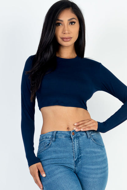 Crew Neck Long Sleeve Cropped Top (CAPELLA) - Capella Apparel