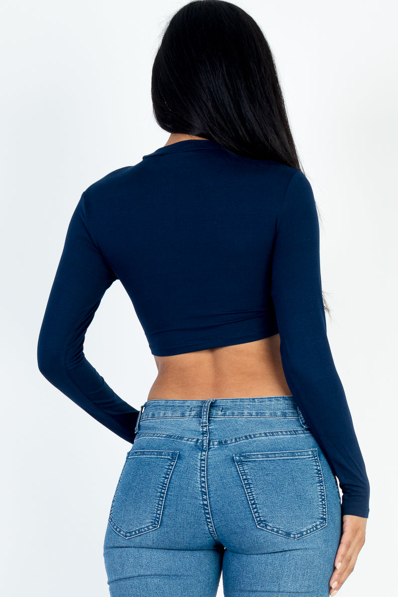 Crew Neck Long Sleeve Cropped Top (CAPELLA) - Capella Apparel