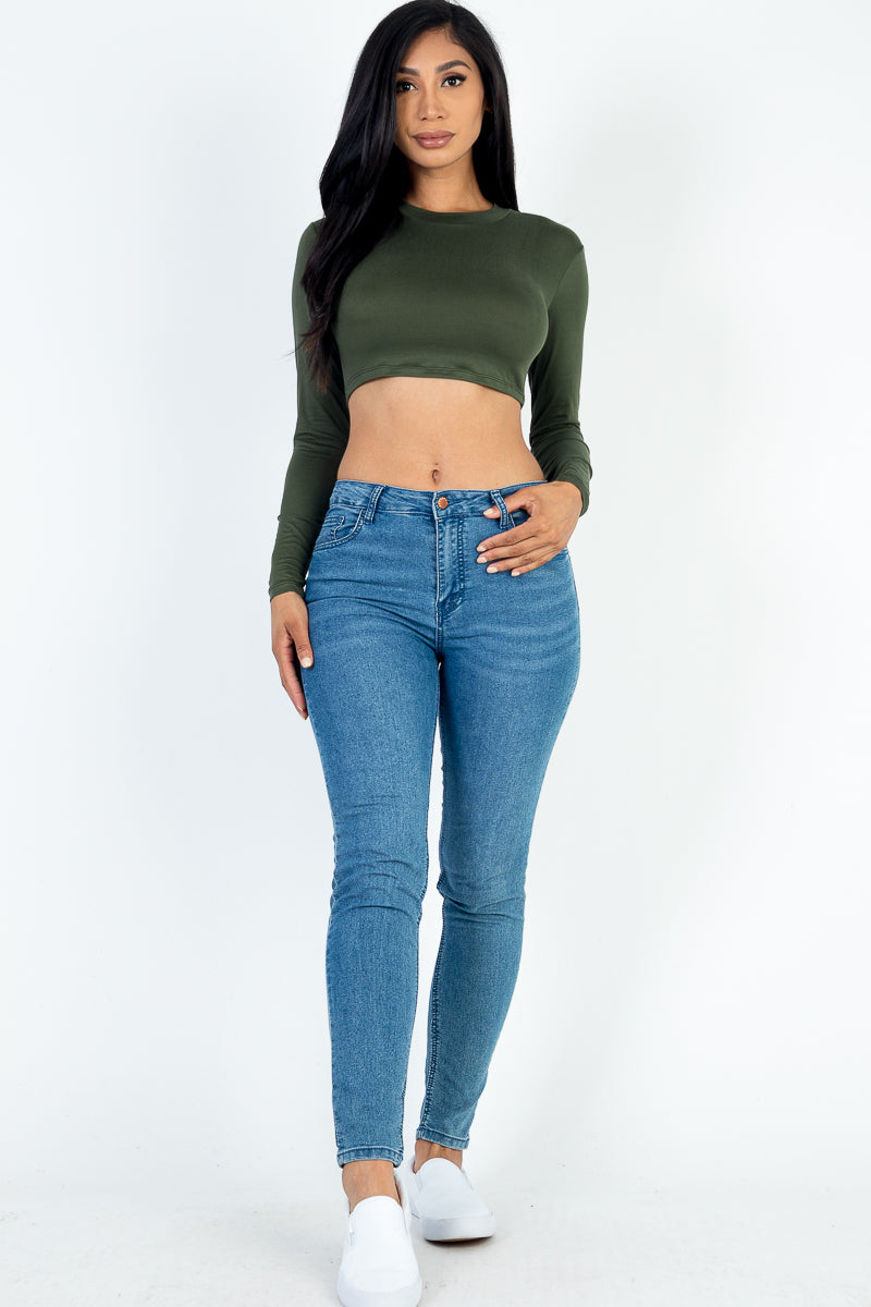 Crew Neck Long Sleeve Cropped Top (CAPELLA) - Capella Apparel