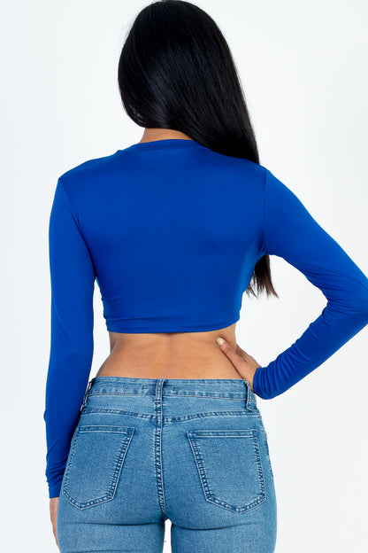 Crew Neck Long Sleeve Cropped Top - Capella Apparel