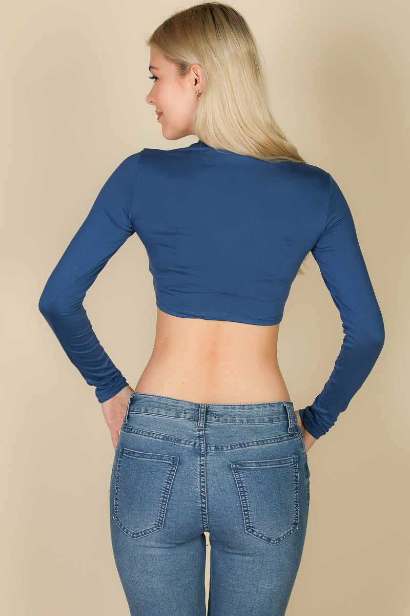 Crew Neck Long Sleeve Cropped Top - Capella Apparel