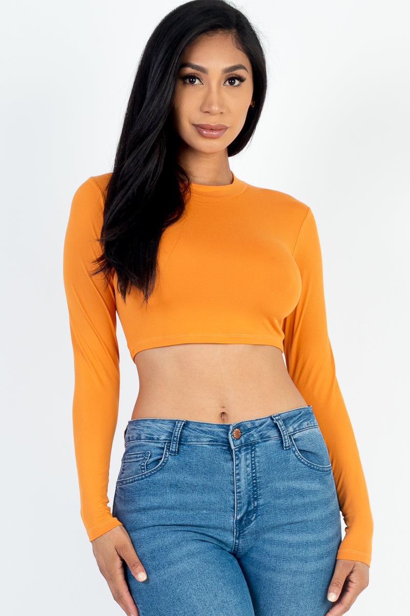 Crew Neck Long Sleeve Cropped Top (CAPELLA) - Capella Apparel