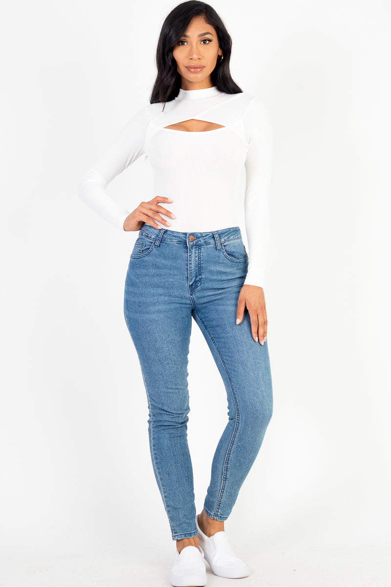 Front Cutout Long Sleeve Bodysuit (CAPELLA) - Capella Apparel