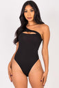 Ribbed Knit Cut Out One Shoulder Bodysuit - Capella Apparel