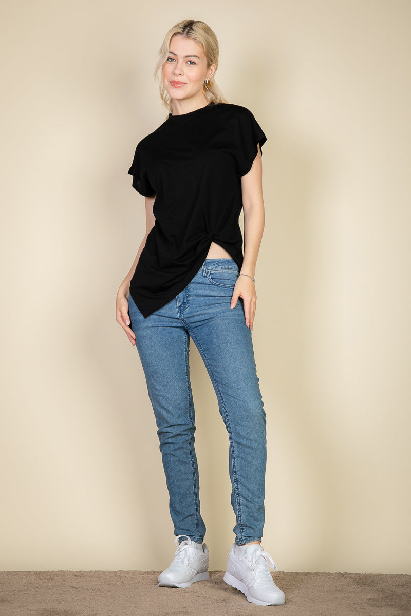 Batwing Sleeve Twist Front Tee - Capella Apparel