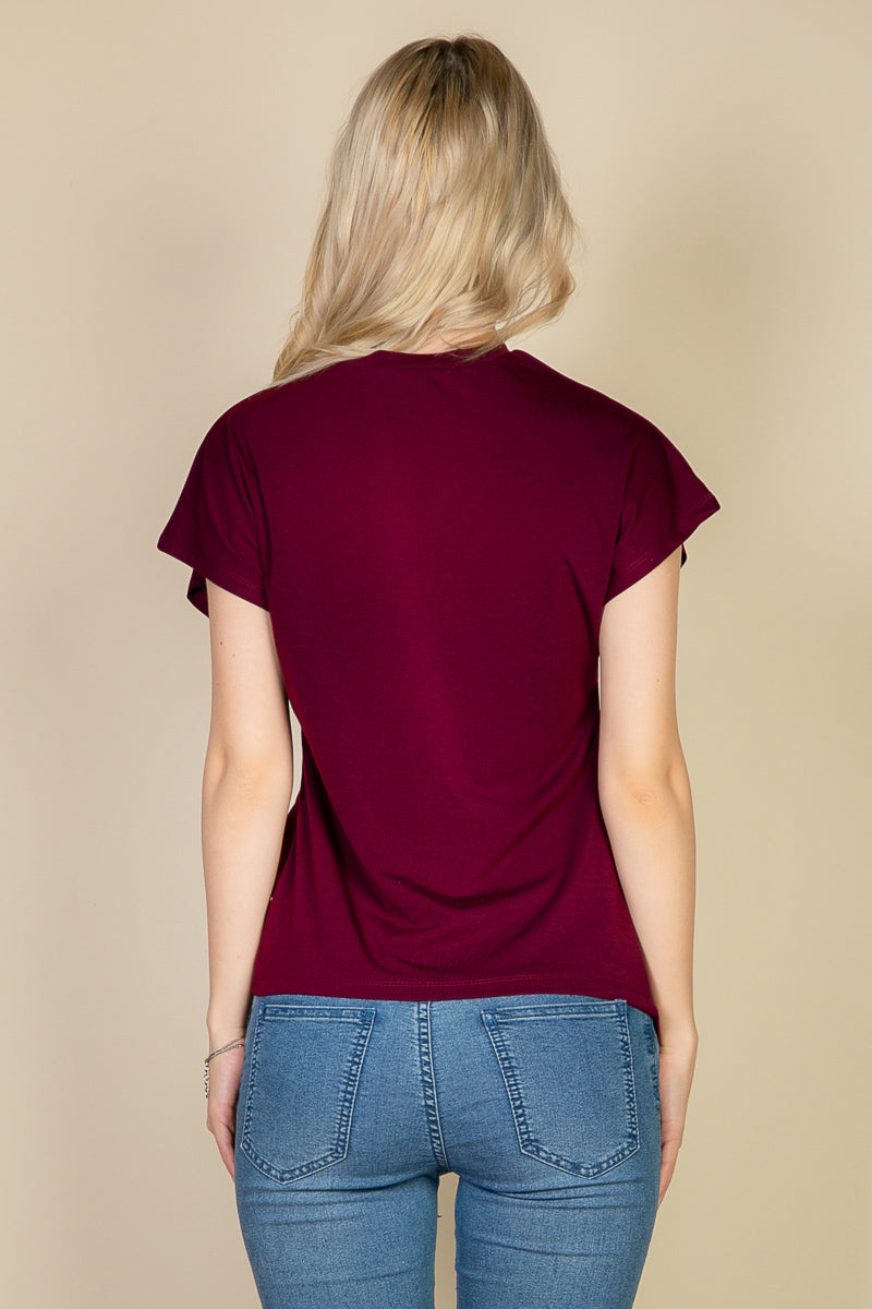 Batwing Sleeve Twist Front Tee - Capella Apparel