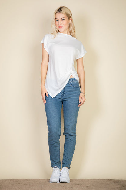 Batwing Sleeve Twist Front Tee - Capella Apparel