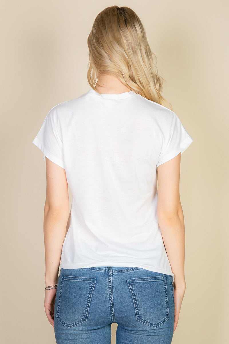 Batwing Sleeve Twist Front Tee - Capella Apparel