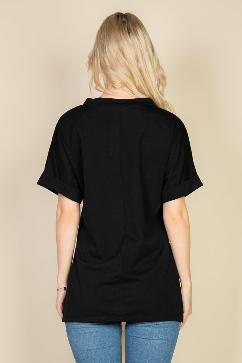 Batwing Sleeve Side Slit Oversized Tee - Capella Apparel