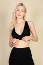 Ribbed Knit Plunge Neck Crop Top (CAPELLA) - Capella Apparel