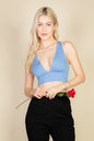 Ribbed Knit Plunge Neck Crop Top (CAPELLA) - Capella Apparel