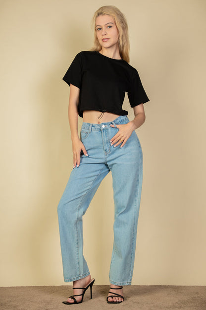 French Terry Toggle Drawstring Crop Top (CAPELLA) - Capella Apparel