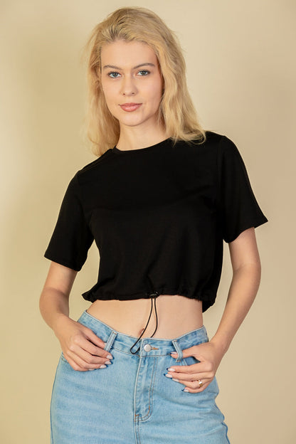 French Terry Toggle Drawstring Crop Top (CAPELLA) - Capella Apparel