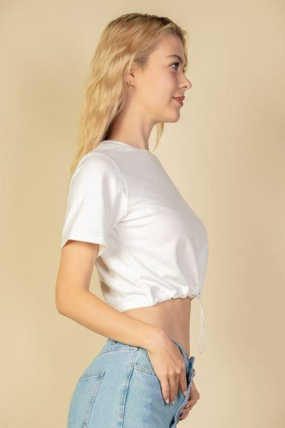 French Terry Toggle Drawstring Crop Top (CAPELLA) - Capella Apparel