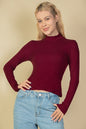 Ribbed Mock Neck Long Sleeve Top (CAPELLA) - Capella Apparel