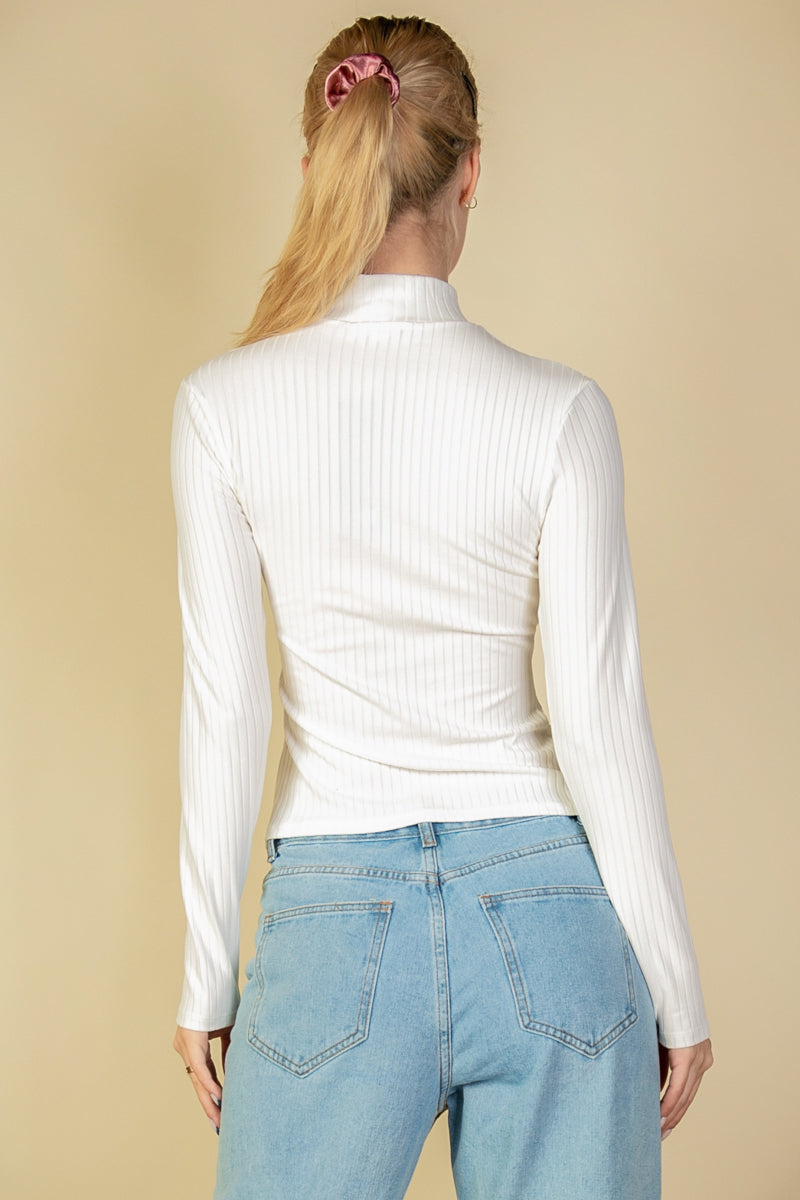 Ribbed Mock Neck Long Sleeve Top (CAPELLA) - Capella Apparel