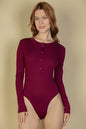 Ribbed Snap Button Long Sleeve Bodysuit (CAPELLA) - Capella Apparel