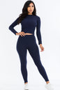 Ribbed Mock Neck Long Sleeve Top & Leggings Set (CAPELLA) - Capella Apparel