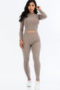 Ribbed Mock Neck Long Sleeve Top & Leggings Set - Capella Apparel Wholesale