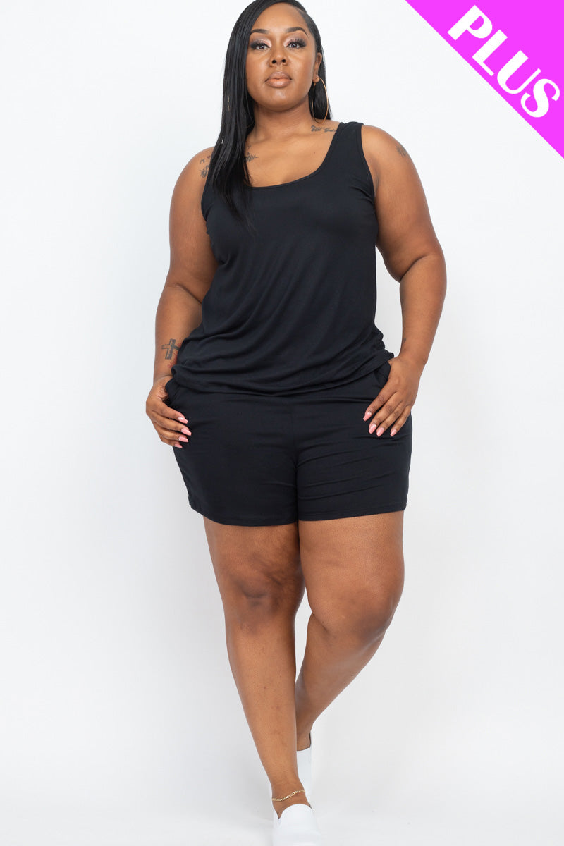 Plus Comfy Tank Top & Shorts Set (CAPELLA) - Capella Apparel